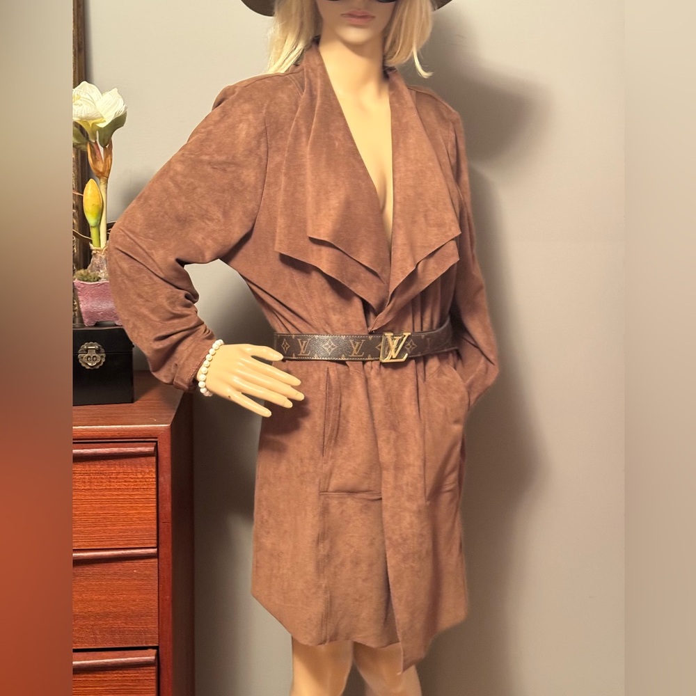 Brown Suede Like Trench Coat